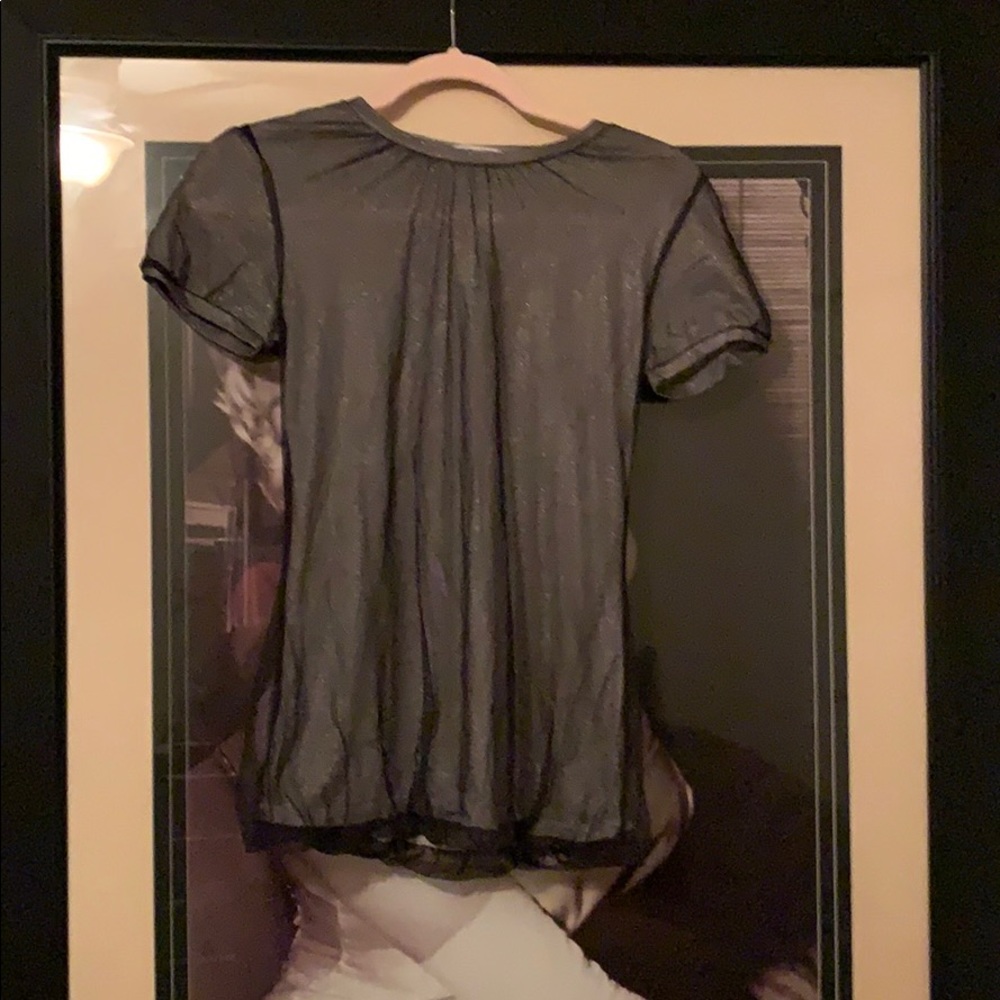 Calvin Klein shirt gray w/a silver/black mesh